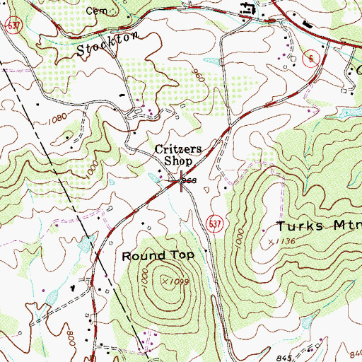 Topographic Map of Critzers Shop, VA