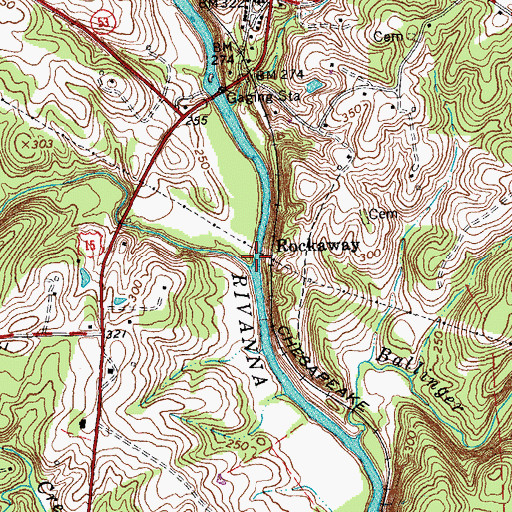 Topographic Map of Cunningham Creek, VA
