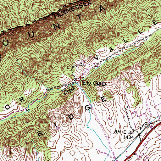 Topographic Map of Ely Gap, VA