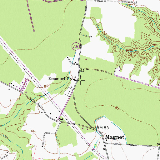 Topographic Map of Emmanuel Church, VA