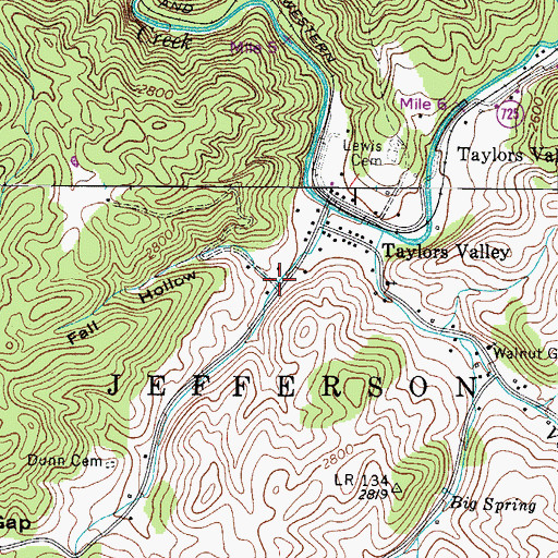 Topographic Map of Fall Hollow, VA