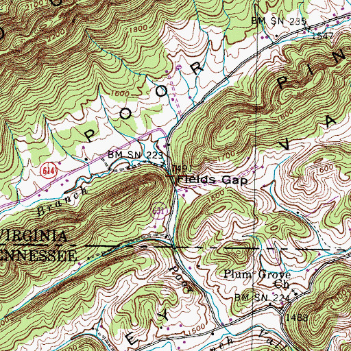 Topographic Map of Fields Gap, VA