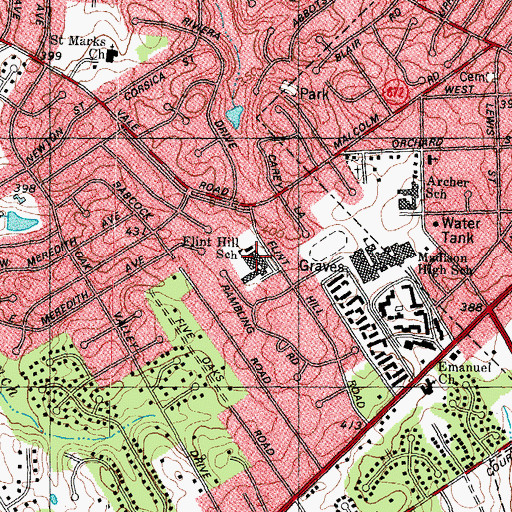 Topographic Map of Flint Hill Elementary School, VA