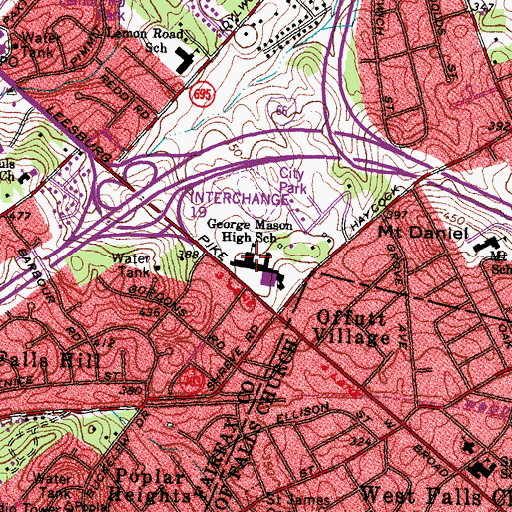 Topographic Map of George Mason High School, VA