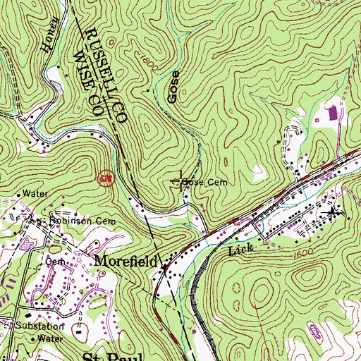 Topographic Map of Gose Cemetery, VA