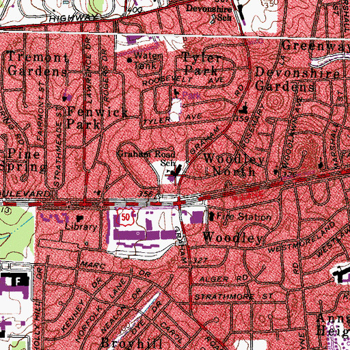 Topographic Map of Graham Road Elementary School, VA