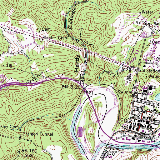 Topographic Map of Hardy Hollow, VA