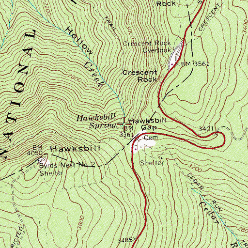 Topographic Map of Hawksbill Spring, VA
