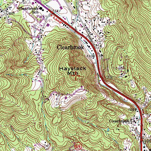 Topographic Map of Haystack Mountain, VA