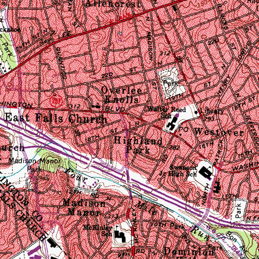 Topographic Map of Highland Park, VA