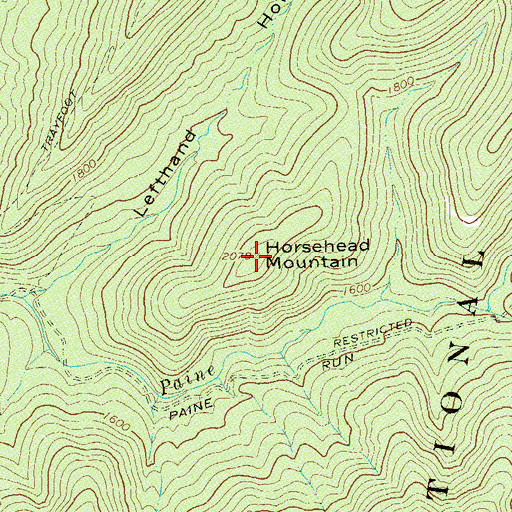 Topographic Map of Horsehead Mountain, VA