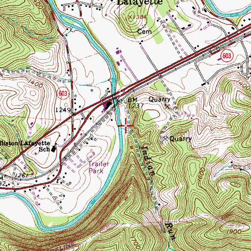 Topographic Map of Indian Run, VA