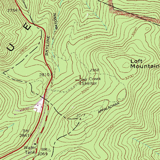 Topographic Map of Ivy Creek Shelter, VA