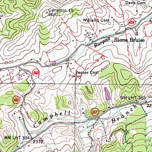 Topographic Map of Jessee Cemetery, VA