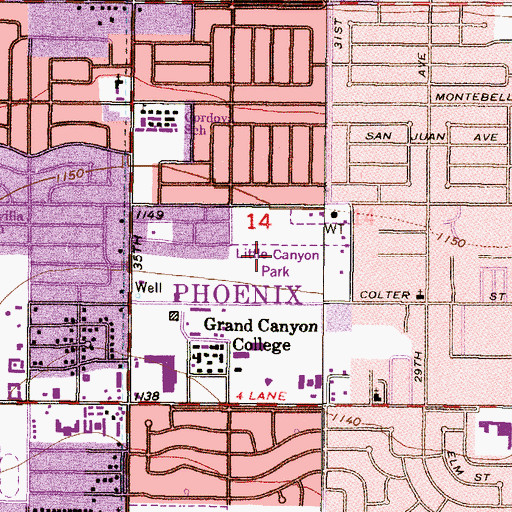 Topographic Map of Little Canyon Park, AZ