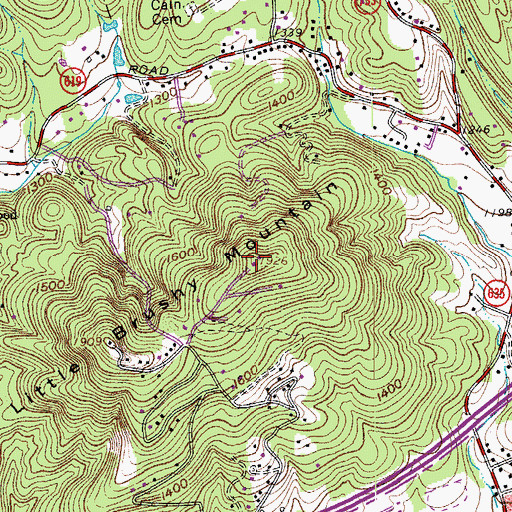 Topographic Map of Little Brushy Mountain, VA