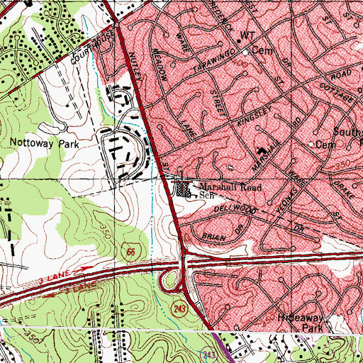 Topographic Map of Marshall Road Elementary School, VA