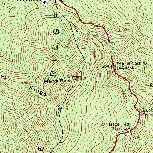 Topographic Map of Marys Rock, VA