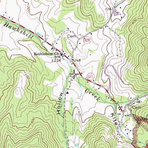 Topographic Map of Mink Hollow, VA