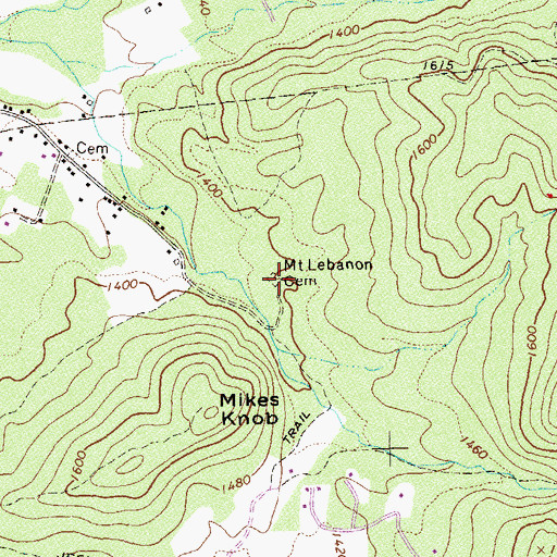 Topographic Map of Mount Lebanon Cemetery, VA