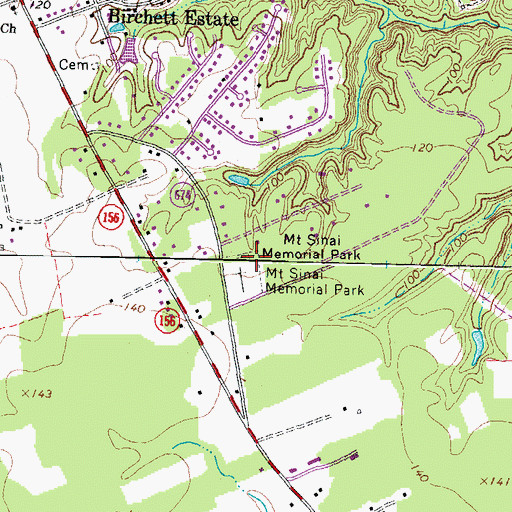Topographic Map of Mount Sinai Memorial Park, VA