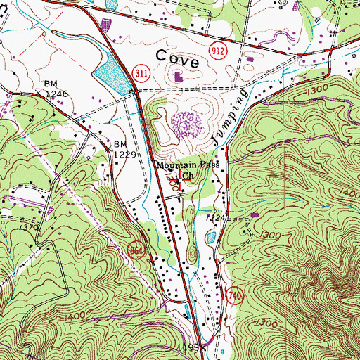 Topographic Map of Mountain Pass Church, VA