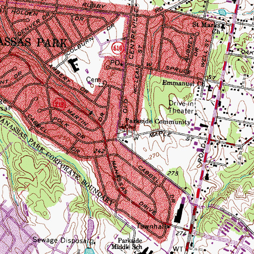 Topographic Map of Parkside Community Church, VA