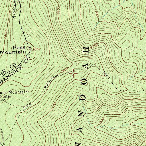 Topographic Map of Pass Mountain Trail, VA