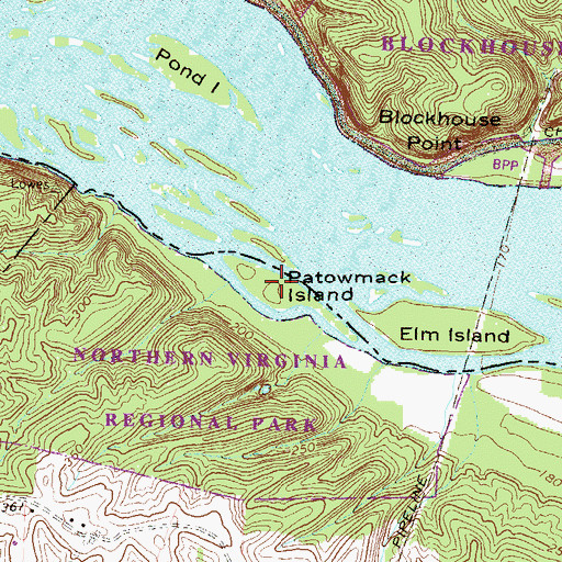 Topographic Map of Patowmack Island, VA