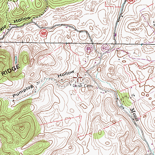 Topographic Map of Pumplog Hollow, VA