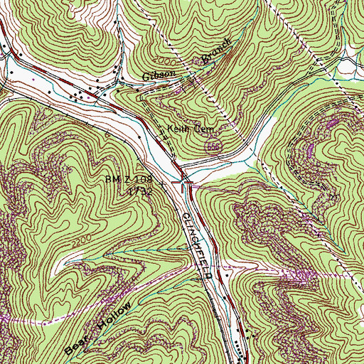 Topographic Map of Roaring Fork, VA