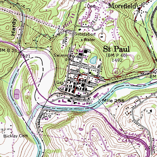 Topographic Map of Saint Paul, VA