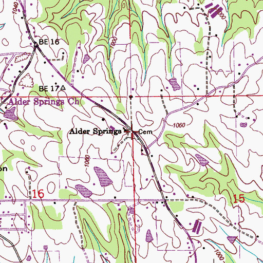 Topographic Map of Alder Springs Cemetery, AL