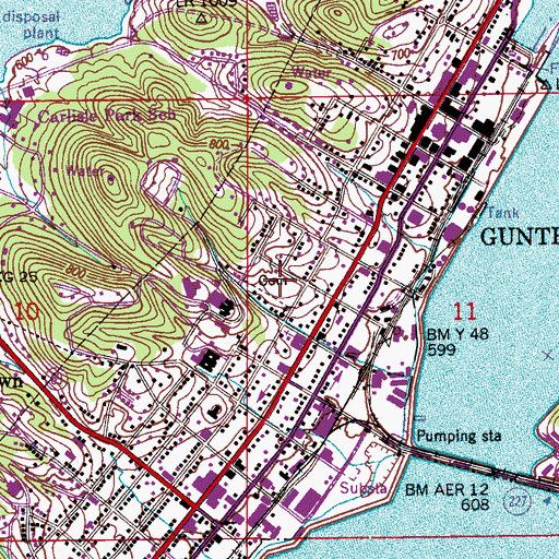 Topographic Map of Guntersville City Cemetery, AL