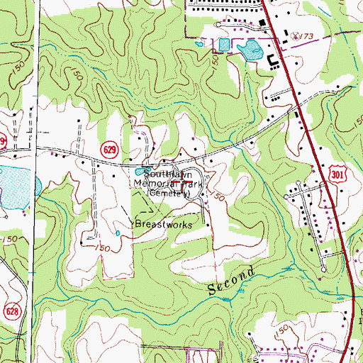 Topographic Map of Southlawn Memorial Park, VA