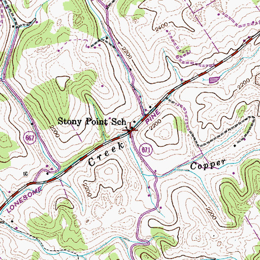 Topographic Map of Stony Point School, VA