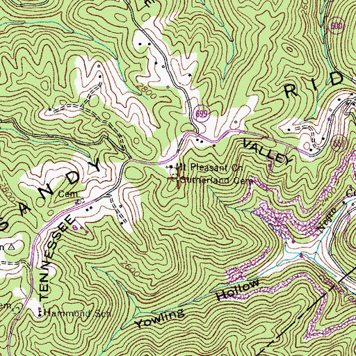 Topographic Map of Sutherland Cemetery, VA