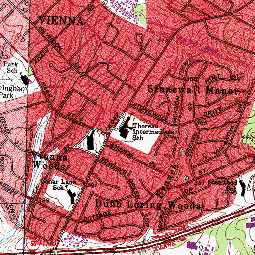 Topographic Map of Henry David Thoreau Middle School, VA