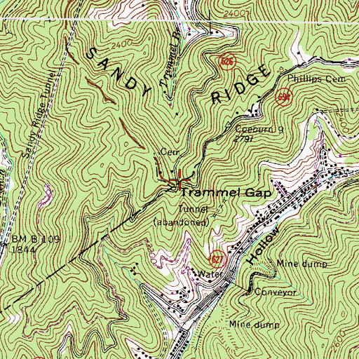 Topographic Map of Trammel Gap, VA