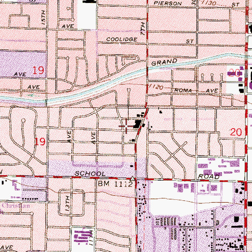 Topographic Map of Melrose Shopping Center, AZ