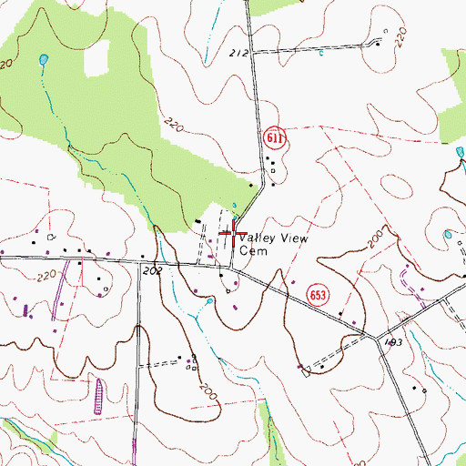 Topographic Map of Valley View Cemetery, VA