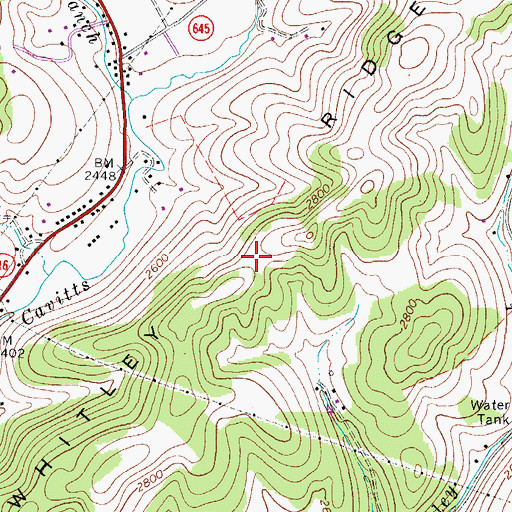 Topographic Map of Whitley Ridge, VA