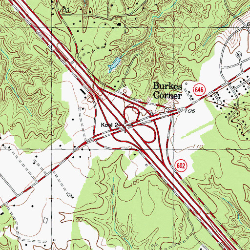 Topographic Map of Burkes Corner, VA