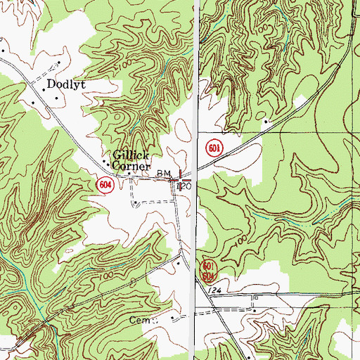 Topographic Map of Gillick Corner, VA