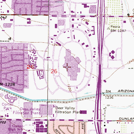 Topographic Map of Metrocenter Shopping Center, AZ