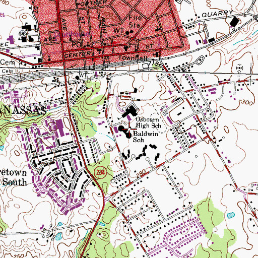 Topographic Map of Baldwin Elementary School, VA