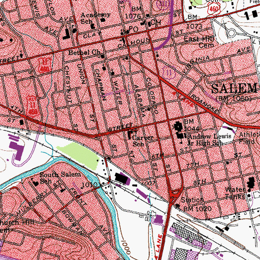 Topographic Map of G W Carver Elementary School, VA