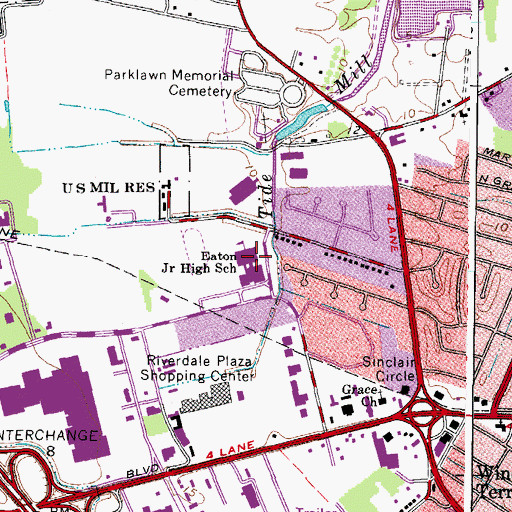 Topographic Map of Eaton Middle School, VA