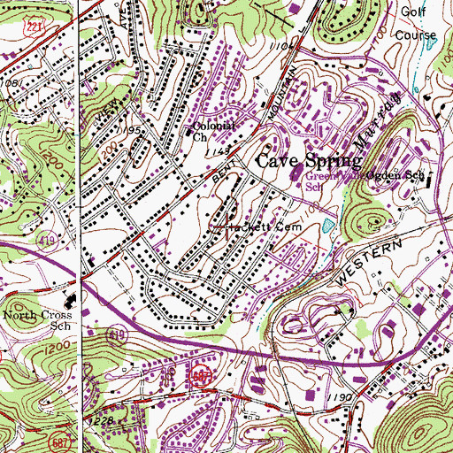 Topographic Map of Hackett Cemetery, VA