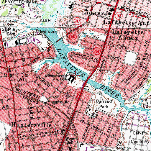 Topographic Map of Lindenwood Elementary School, VA